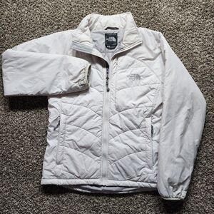 The North Face Women White Quilted Puffer Zip Up Jacket Sweater Size Medium